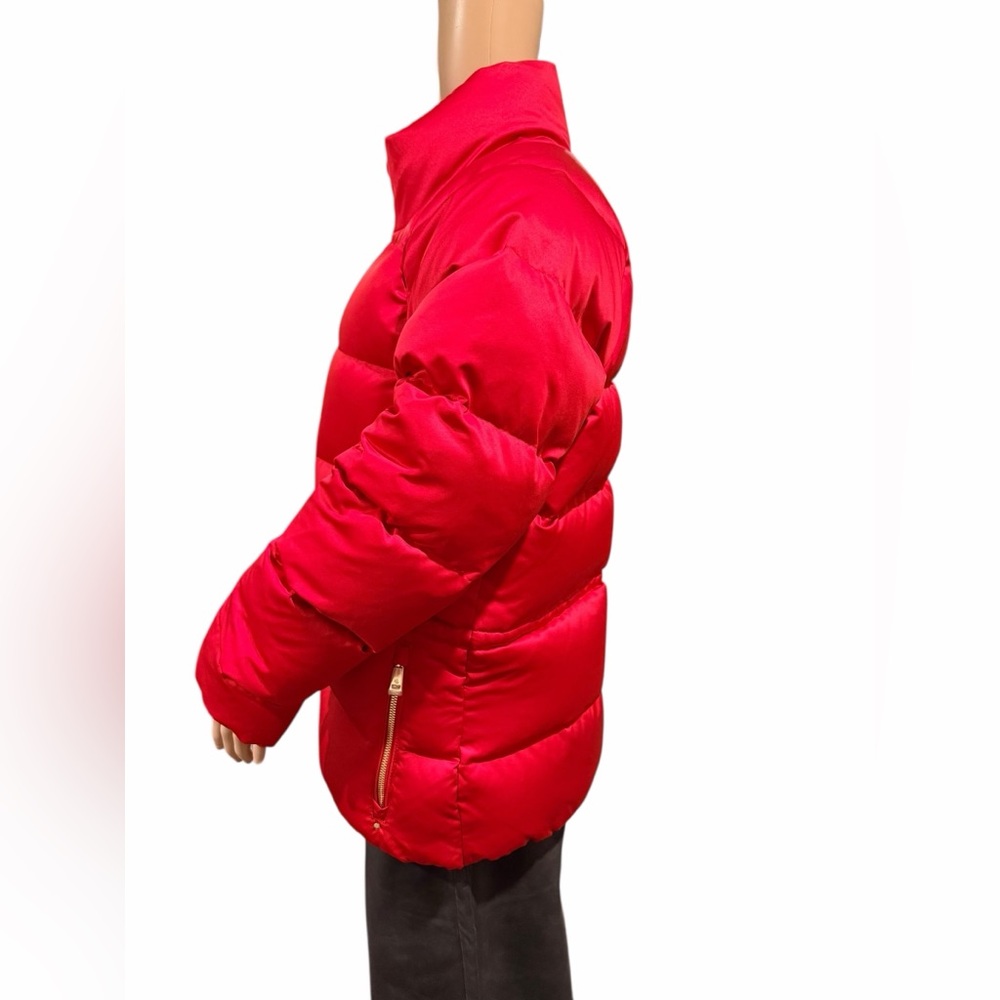 LAUREN RALPH LAUREN Womens Red Stand Collar Cinched Waist Puffer Jacket Size S - Picture 4 of 16